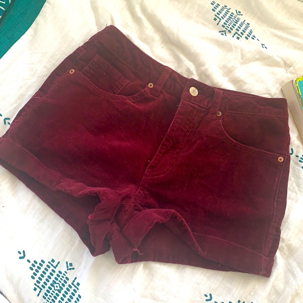 Burgundy corduroy shorts